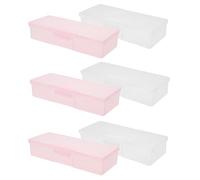ARTSEWPLY Caja de Almacenamiento Transparente para Herramientas de Uñas 6 Piezas (3 Rosa 3 Transparentes) Tapa Segura, Organizador Compacto de Plástico para Manicura y Pedicura, Estuche