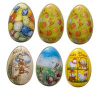 ARTSEWPLY Caja de Dulces de Pascua de Hierro Resistente Set de 6 Piezas Diseño Decorativo de Huevo Estuche Portátil para Guardar Galletas y Bocadillos Adecuado para Fiestas y Regalos