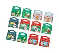 ARTSEWPLY Caja de Dulces Navideña de Papel Set de 12 Unidades Surtidas en Verde Rojo Plata y Azul Cajas para Galletas y Regalos en Fiestas de Navidad y Año