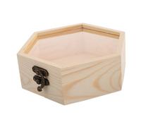 ARTSEWPLY Caja Hexagonal de Madera de Pino sin Terminar con Tapa de Vidrio y Bisagras Organizador Multifuncional para Joyas Flores Secas y Recuerdos Almacenamiento Decorativo y Regalo