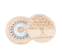ARTSEWPLY Caja para Dientes de Leche Redonda de Madera para Ñiño Estuche Portátil para Guardar Dientes y Mechones de Pelo Caja de Recuerdos Infantil Obsequio para Cumpleaños y Bautizos