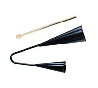 ARTSEWPLY Campana Agogo de Dos Tonos con Palo de Madera, Instrumento de Percusión Samba Negro, Juguete Musical Infantil Portátil para Educación y Ritmos Latinos