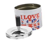 ARTSEWPLY Cenicero De Escritorio De Metal Inoxidable Tapa Giratoria y Autoextinción, Compacto y Portátil para Hogar y Oficina, Recuerdo del Reino Unido, Diseño Práctico