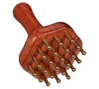 ARTSEWPLY Cepillo de Masaje de Latón Manual para Meridianos Mango de Madera Ergonómico Compacto y Portátil Adecuado para Cuero Cabelludo Espalda y Abdomen Masajeador de Bienestar y