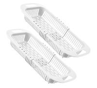 ARTSEWPLY Coladores Extensibles para Fregadero 2 Piezas Cesta de Drenaje Ajustable para Lavar Verduras y Frutas Plástico PP Blanco Utensilios Esenciales de Cocina para Escurrir y