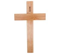 ARTSEWPLY Crucifijo de Madera Maciza para Pared 25 CM Color Natural Cruz Católica Decorativa para Bautismo y Confirmación Adorno Religioso para Iglesia y Decoración del Hogar