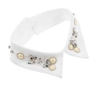 ARTSEWPLY Cuello Desmontable Blanco Pedrería para Mujer Collar Falso Pechera Sintético Medio Accesorio Versátil para Camisa y Suéter Adecuado Todo el Año y Uso Diario