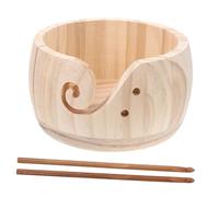 ARTSEWPLY Cuenco de Madera para Lana con Soporte para Ovillos y Gancho de Ganchillo Organizador Resistente y Compacto para Tejer y Guardar Hilos para Proyectos Manualidades