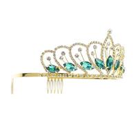 ARTSEWPLY De Revelar Novia Banda Hogar Pastel Día Faja Guirnalda Tiara De Quinceañera Accesorio Ramo Velo Diadema De Horquilla Tocados Bata Venda Tulipanes Green Pedrería