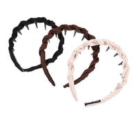 ARTSEWPLY Diadema Antideslizante para Mujer 3 Piezas con Peine en U Diseño de Satén Alto Volumen Colores Negro Marrón y Beige Adecuado para Maquillaje y Cuidado Facial