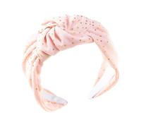 ARTSEWPLY Diadema Cruzada para Mujer Nudo Aro Pelo de Mujer Ancho Tela Rosa Puntos Dorados Accesorio Vintage para Cabello Adecuado para Fiestas y Uso Diario