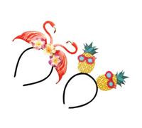 ARTSEWPLY Diadema de Fiesta Hawaiana Forma de Piña y Flamenco, 2piezas, Plástico Cómodo y Resistente para Fiesta Luau Tropical