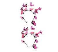 ARTSEWPLY Diadema de Mariposas para Novia 2 Piezas Rosa Accesorios para Novias Tocado de Boda Femenino para Fiestas de Té y Disfraces Diadema Ligera y Cómoda para Evento Especial