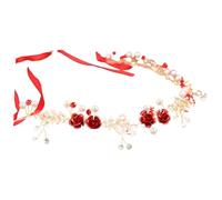 ARTSEWPLY Diadema Roja para Novia Boda Tocado Pelo Boda con Flores Delicadas Accesorio Elegante para Fiesta y Comunión Diseño Sencillo y Fácil de Llevar