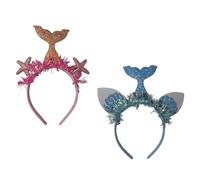 ARTSEWPLY Diademas Diseño de Sirena 2 Piezas Accesorios Cabello Estrella de Mar Rosa y Concha Azul Ligeras y Brillantes para Fiestas Infantiles y Celebraciones