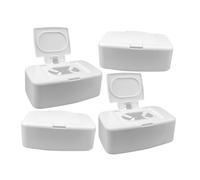 ARTSEWPLY Dispensador de Toallitas Húmedas Portátil y Ligero de Plástico Pp Blanco Tapa, Caja de Almacenaje Simple para Baño y Sala, Paquete de 4 Unidades