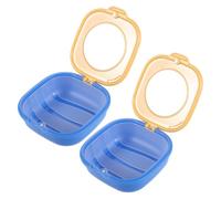 ARTSEWPLY Estuche Portátil para Alineadores Invisibles 2 Piezas Caja Delgada para Retenedores con Cierre Magnético Espejo Incorporado Plástico Resistente Colores Amarillo y Azul