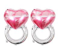 ARTSEWPLY Globos de Aluminio Forma de Anillo y Corazón para Boda y Fiesta de Compromiso 2 Piezas Color Plata Reutilizables Decoración Romántica para Despedida de Soltera y Eventos