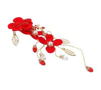 ARTSEWPLY Horquilla De Flores Rojas Para Novia Accesorio De Pelo Elegante y Ligero Para Bodas Decoración Floral Para Peinados Joyería Nupcial Versátil y Creativa