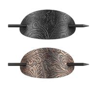 ARTSEWPLY Horquillas Pelo de Cuero Sintético Ovaladas Antideslizantes 2 Piezas Negras Pasadores Retro para Moños y Recogidos Accesorios Minimalistas para Uso Diario y Bodas