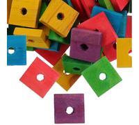 ARTSEWPLY Juguete de Perro de Madera para Loros, 100 Piezas de Virutas Masticables Agujero para Colgar, Adecuado para DIY y Diversión Color Aleatorio