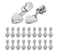 ARTSEWPLY Kit Reparación Cremalleras Metálicas 20 Piezas Tiradores Desmontables Forma Corazón para Chaquetas, Mochilas y Equipaje, Pestañas Cremallera Repuesto Duraderas para Ropa y Maletas