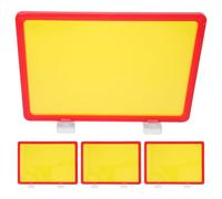 ARTSEWPLY Letrero Magnético para Estantes A4 4 Unidades Marco Rojo y Base Doble Imán Tablero de Etiquetas Reutilizables para Organización Almacenes Soporte Práctico para Señalización