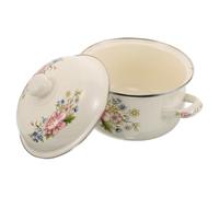ARTSEWPLY Olla Esmaltada Vintage de 18 CM con Tapa Hermética Diseño Floral Retro Capacidad 2 Litros Doble Asa Ergonómica para Cocina de Gas y Eléctrica Adecuado para Sopas y Popurrí