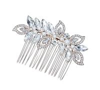 ARTSEWPLY Peine de Aleación con Incrustaciones de Cristal para Mujer Accesorio Elegante para Bodas y Fiestas Diseño Plateado para Novia y Ceremonia