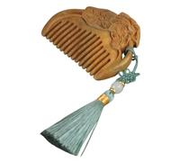 ARTSEWPLY Peine De Madera Portátil 1 Unidad Mini Tamaño Masaje Desenredante Para Mujeres Cabello Seco y Húmedo Uso Diario Viajes Con Borlas Grabado De Flores Vintage