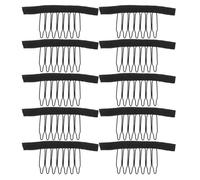 ARTSEWPLY Peines para Pelucas 7 Dientes Negros Clips Metálicos Antideslizantes para Extensiones de Cabello 100 Unidades Accesorios para Fijar Postizos en Cuidado del Cabello