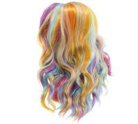 ARTSEWPLY Peluca Corta Mujer Mermaid Sintética Rizada Arcoíris Colorida para Halloween Cosplay Fiesta Ligera Cómoda Fácil de Mantener