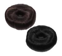 ARTSEWPLY Peluca De Niña 2 Piezas Anillos Para Extensiones De Cabello Moño Donut Negro y Marrón Oscuro Recogido Fácil Para Cabello Largo, Medio y Corto Uso Diario