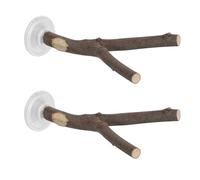 ARTSEWPLY Perchas con Ventosa para Loros 2 Piezas 15 Cm Soporte Madera Natural Portátil para Pájaros Pequeños y Medianos Percha de Ventana y Ducha Uso en Viajes y Baño