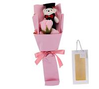 ARTSEWPLY Ramo De Flores De Jabón Artificial Con Osito Para Graduación Bouquet De Rosas Perfume Para Celebraciones y Fotografía Con Bolsa