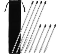 ARTSEWPLY Soportes para Botellas de Vidrio para Lavavajillas de Acero Inoxidable, 8 Varillas (4 de 15,2 Cm y 4 de 26,7 Cm) con Tapas Protectoras de Goma y Bolsa de Almacenamiento Negra de