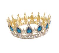 ARTSEWPLY Tiaras de Cristal Barrocas con Gemas de Imitación en Forma de Gota Adornos de Aleación Dorada con Detalles Verdes Accesorio para el Cabello en Bodas y Ocasiones Especiales