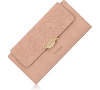 ArtsEye Cartera de piel sintética de gran capacidad para mujer, con bloqueo RFID, Pink, L, Moderno