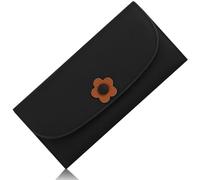 ArtsEye Cartera delgada de piel auténtica con bloqueo RFID, gran capacidad, para mujer, Black, L, Casual