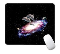 artslion Alfombrilla de ratón decorativa de 24 x 20 cm, superficie lisa y base de goma antideslizante para oficina, hogar y juegos, patrones de delfines interestelares