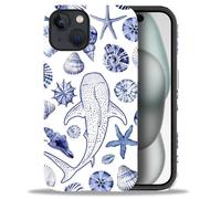 artslion Compatible con Funda iPhone 15 de 6,1 Pulgadas,Estantería Ballena Almeja Protector de 360 Grados Resistente a Golpes arañazos