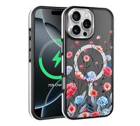 artslion Funda magnética para iPhone 16 Promax de 6,9 pulgadas, compatible con MagSafe, parte trasera antigolpes, diseño de ramas de flores