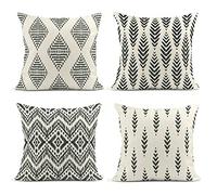 ArtSocket Juego de 4 fundas de cojín Ikat tribal y bohemio étnico en espiga para ideas decorativas, fundas de cojín de lino decorativas para el hogar, exteriores, fundas de cojín cuadradas de 45 x 45