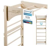 ArtSport - Espalier para adultos - Estructura de escalada interior de madera - Barra de tracción y culturismo - Fijación a la pared - Pared de escalada - Color natural