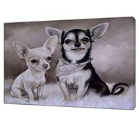 ARTSPRINTS Lienzo enmarcado con diseño de perros pequeños y encantadores dibujados con carbón en colores pastel suave para decoración del hogar, 101,6 x 76,2 cm, 38 mm de profundidad