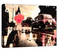 ARTSPRINTS Lienzo enmarcado de madera con diseño de taxi negro de Londres con perro, 101,6 x 76,2 cm, 38 mm de profundidad