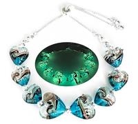ARTSY Crafts - Pulseras de abalorio de luciérnaga que brillan en la oscuridad, abalorio de vidrio de murano, joyería de cristales de sirena, pulsera inspiradora curativa, 6-7 inches, Vidrio, Sin