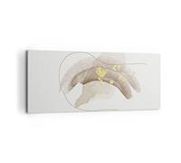 ARTTOR Cuadro Decorativo 100x40cm Moderno Panorámico Abstracto Arte - 4910 | Abstracción Marrón Dorado Cuadro sobre Lienzo Arte mural Decoración del Hogar Salón Dormitorio Oficina Cuadros de Pared