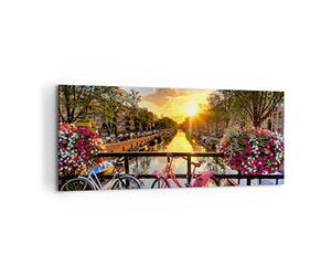 ARTTOR Cuadro Decorativo 100x40cm Moderno Panorámico Flores Ciudades - 3081