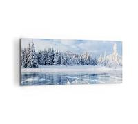 ARTTOR Cuadro Decorativo 100x40cm Moderno Panorámico Paisajes Bosque - 4181 | Hielo Lago Cuadro sobre Lienzo Arte mural Decoración del Hogar Salón Dormitorio Cocina Oficina Cuadros de Pared Estilo